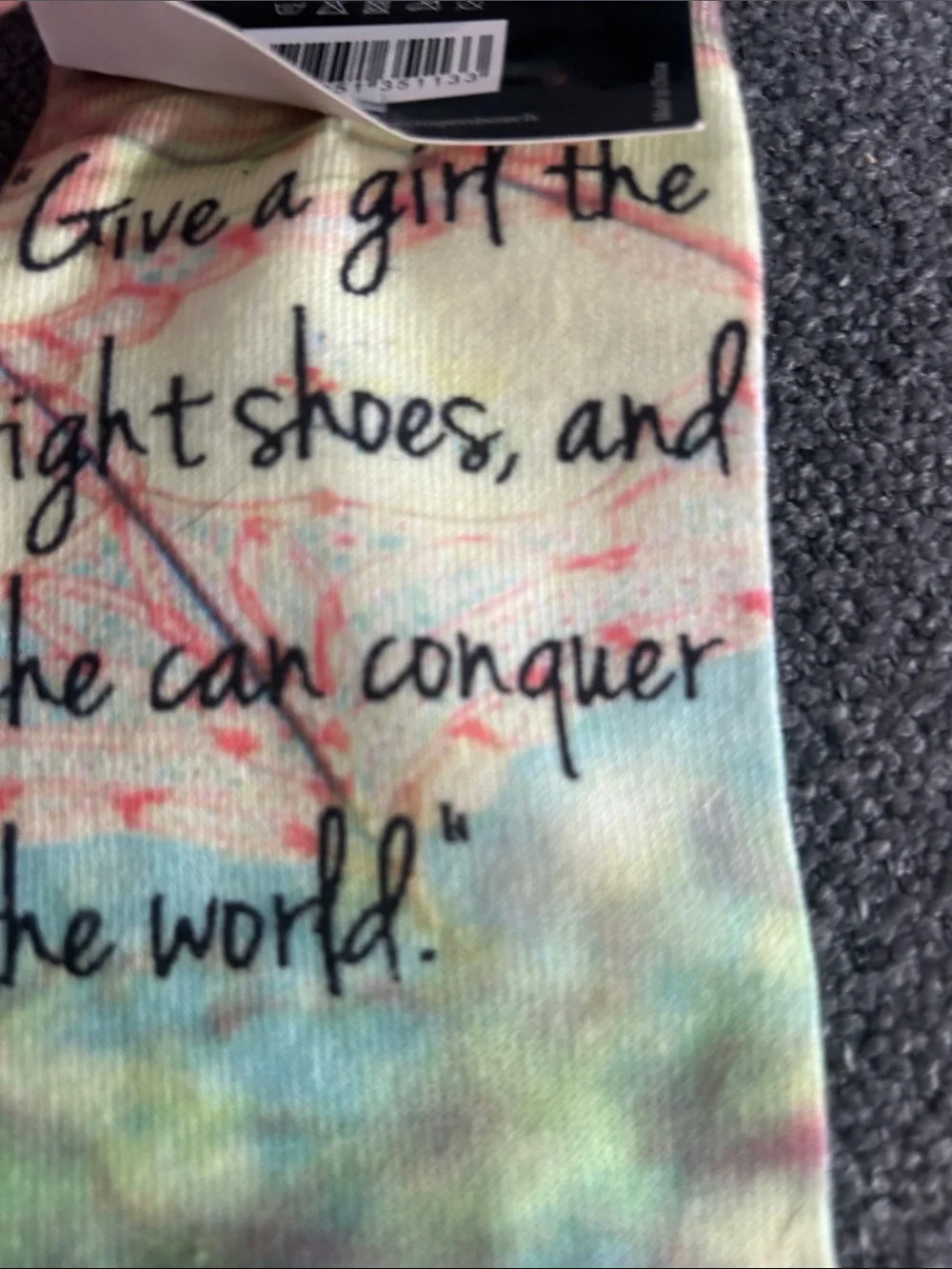 Ladies Novelty Shoe-Print Socks with Text - Multicolor